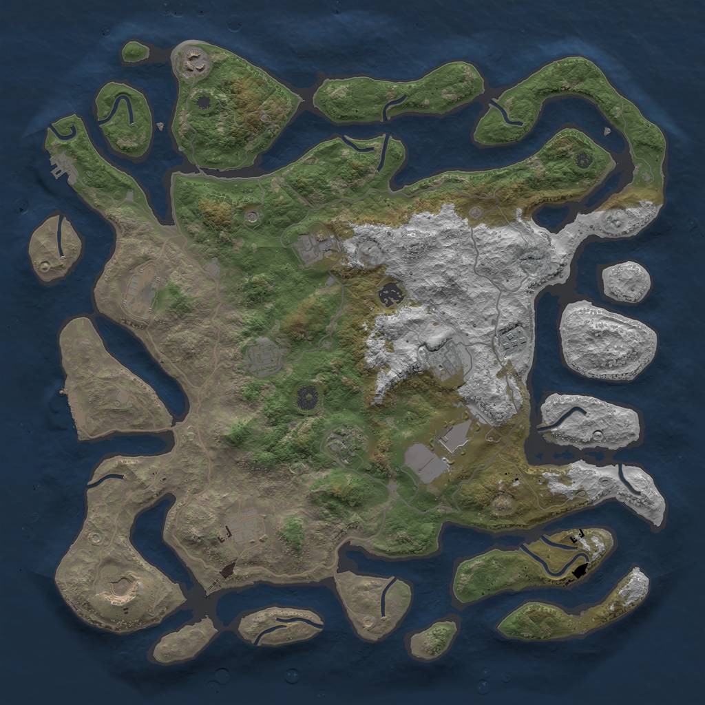 Rust Map: Procedural Map, Size: 4500, Seed: 1318760907, 16 Monuments