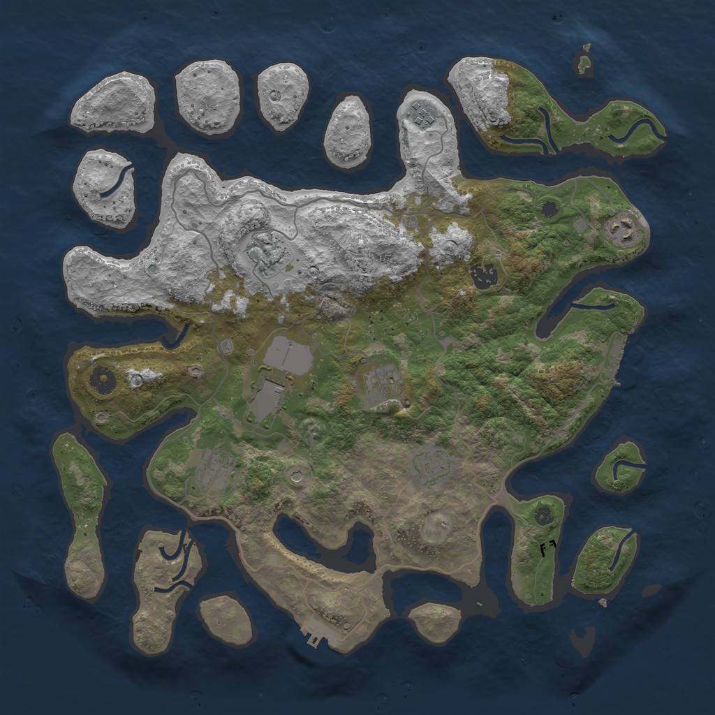 Rust Map: Procedural Map, Size: 4000, Seed: 8515181, 13 Monuments