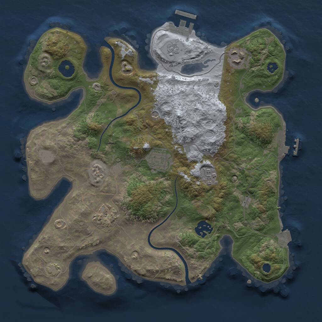 Rust Map: Procedural Map, Size: 3000, Seed: 337007, 11 Monuments