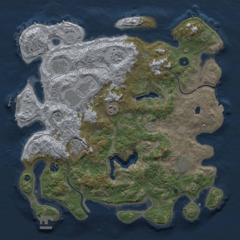 Rust Map: Procedural Map, Size: 4000, Seed: 5558888, 14 Monuments