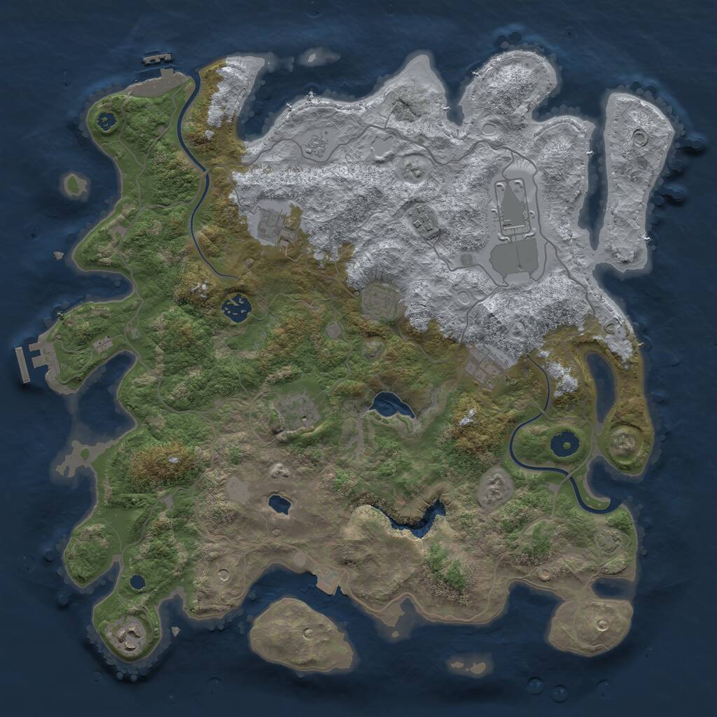 Rust Map: Procedural Map, Size: 4000, Seed: 673407, 14 Monuments