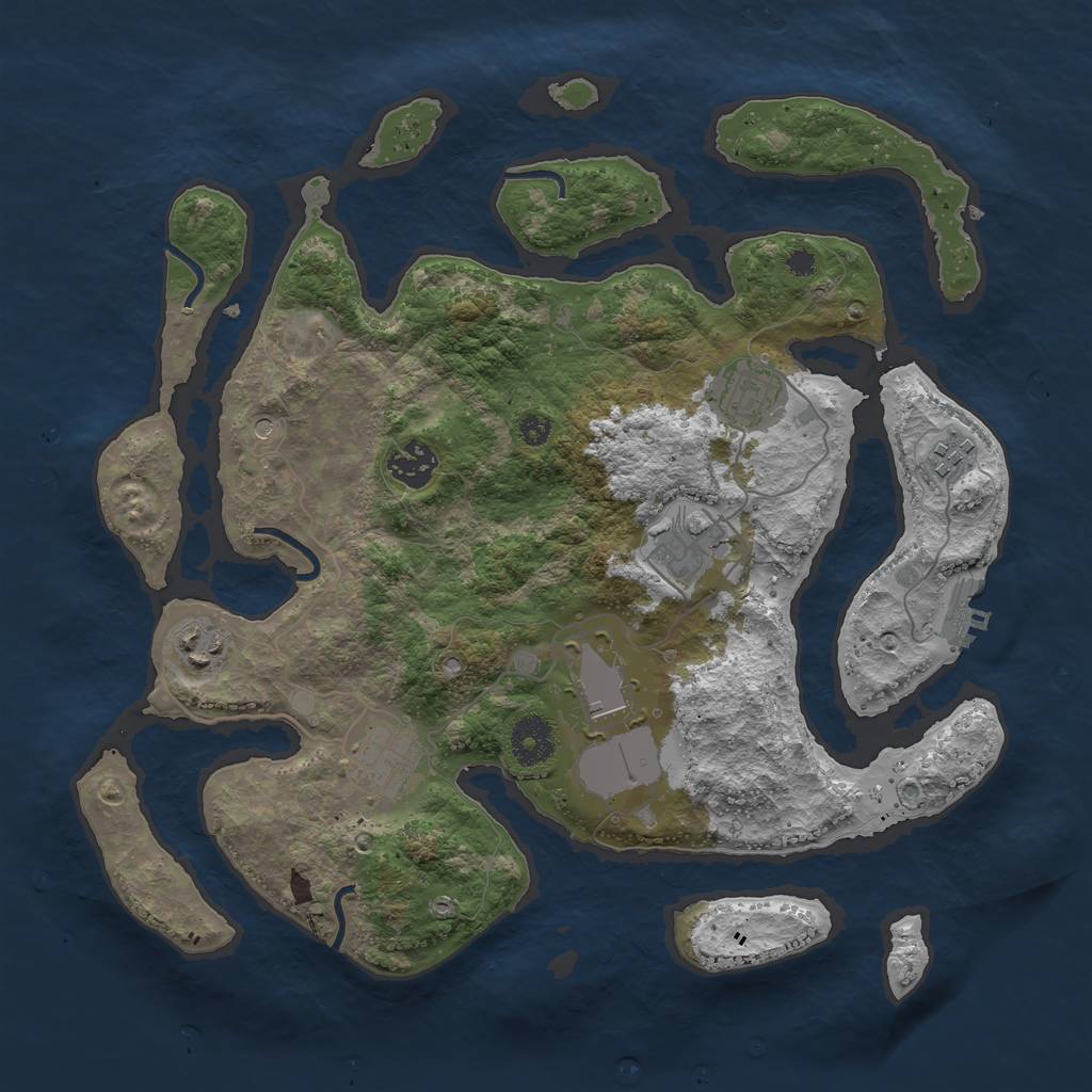 Rust Map: Procedural Map, Size: 3500, Seed: 988071, 11 Monuments