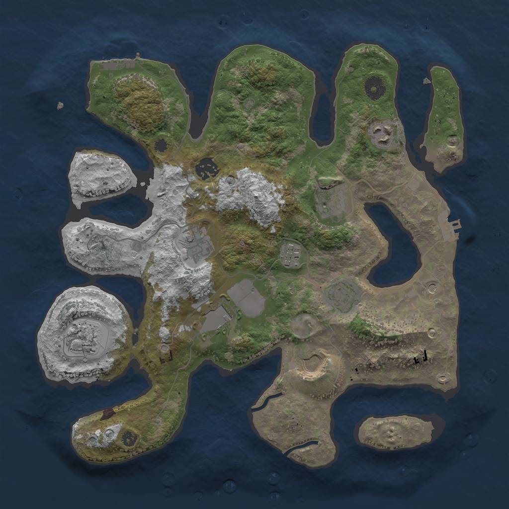 Rust Map: Procedural Map, Size: 3500, Seed: 1440768445, 14 Monuments