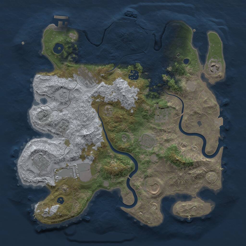 Rust Map: Procedural Map, Size: 3500, Seed: 1440768445, 15 Monuments