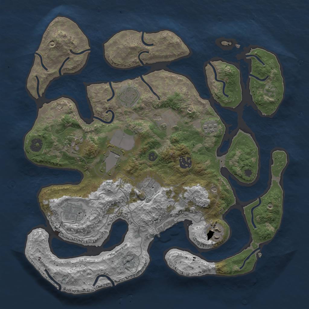 Rust Map: Procedural Map, Size: 3500, Seed: 1509242588, 13 Monuments