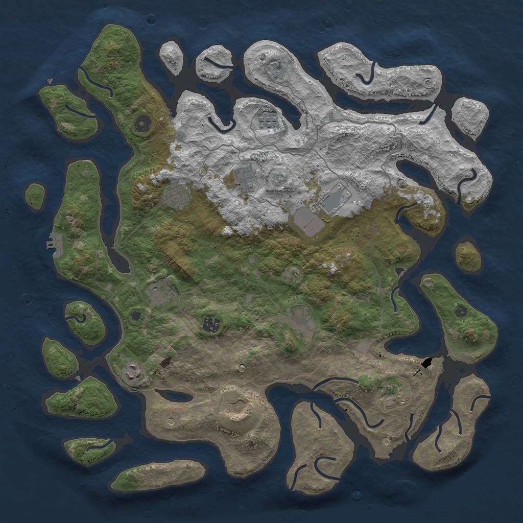 Rust Map: Procedural Map, Size: 4500, Seed: 852120021, 14 Monuments