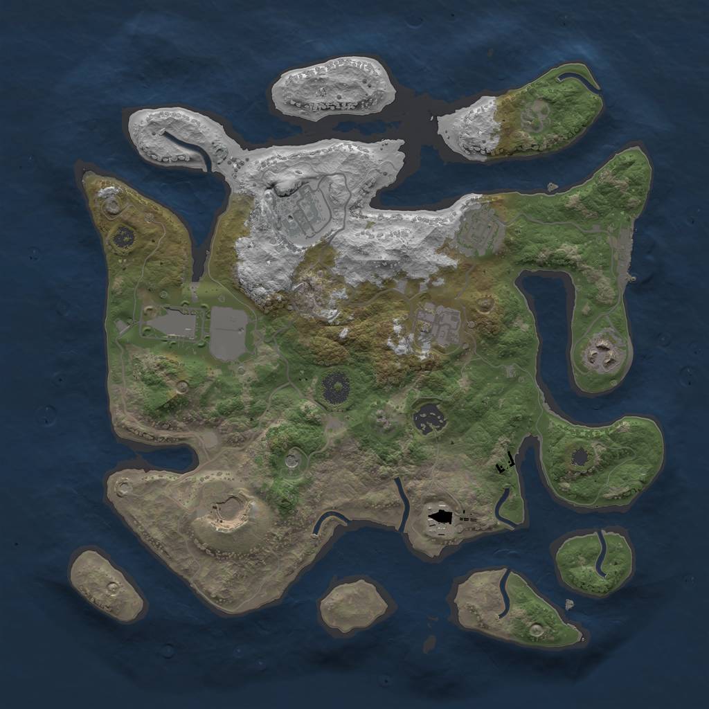 Rust Map: Procedural Map, Size: 3500, Seed: 2111333, 12 Monuments