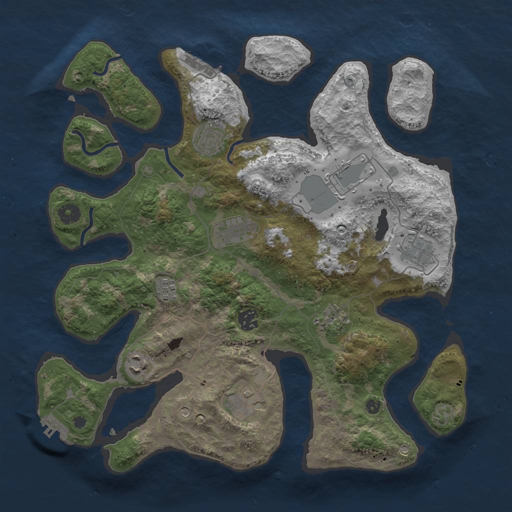 Rust Map: Procedural Map, Size: 3600, Seed: 76428934, 14 Monuments