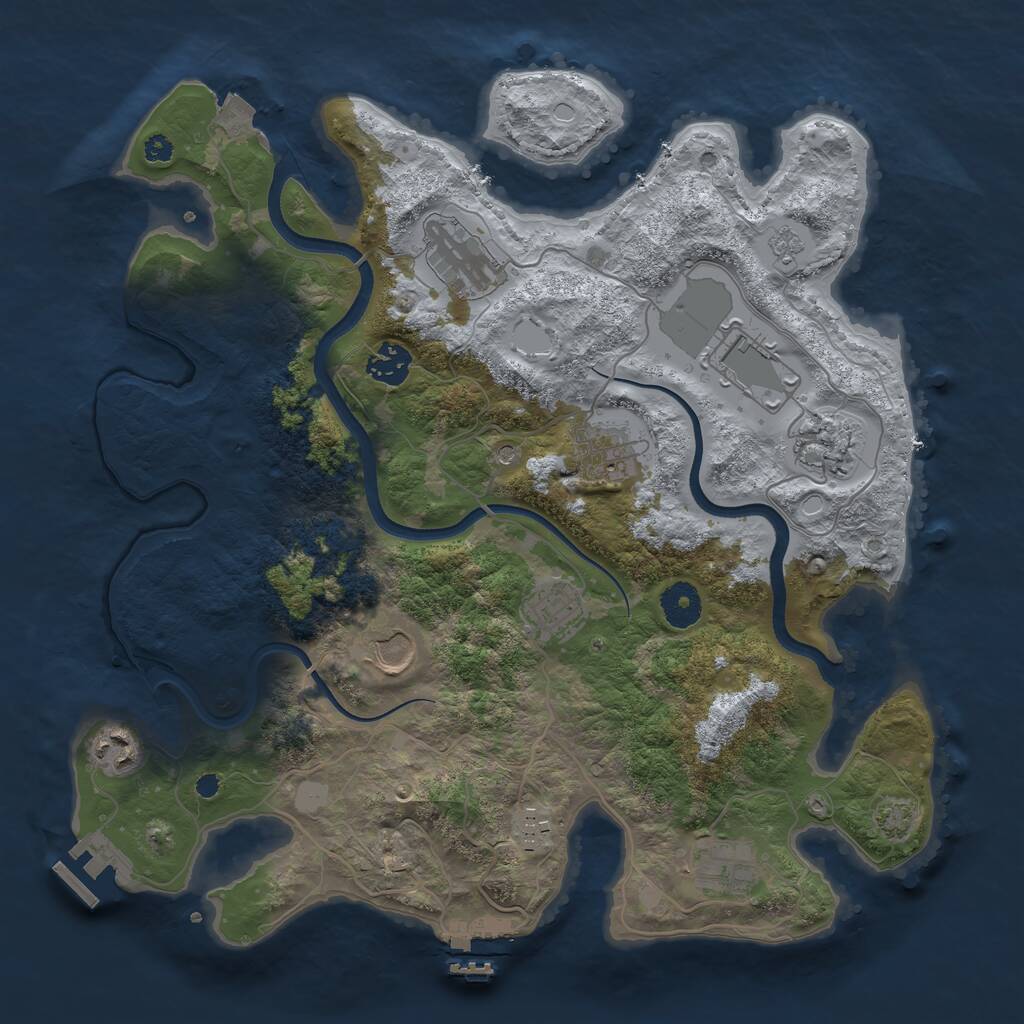 Rust Map: Procedural Map, Size: 3600, Seed: 76428934, 16 Monuments