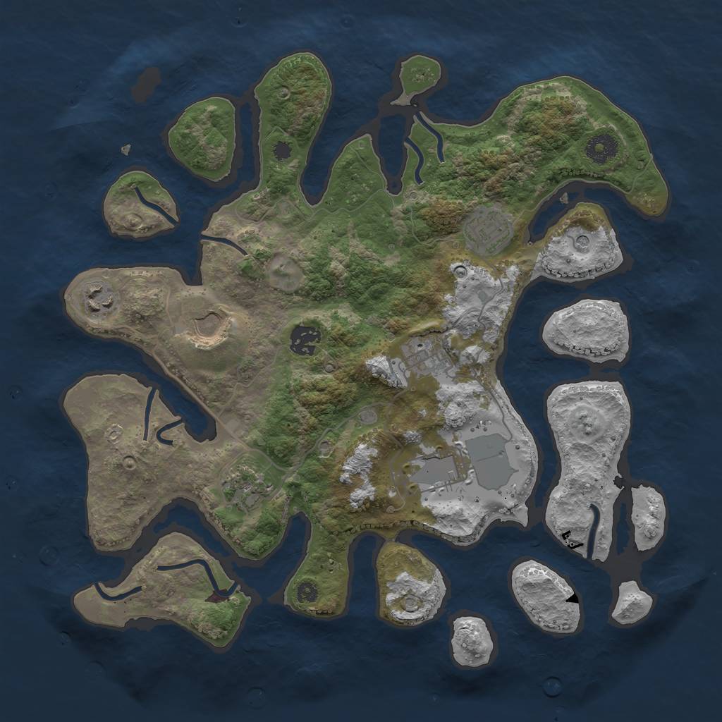 Rust Map: Procedural Map, Size: 3500, Seed: 761063022, 10 Monuments
