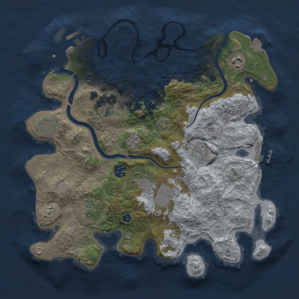Rust Map: Procedural Map, Size: 3500, Seed: 761063022, 14 Monuments