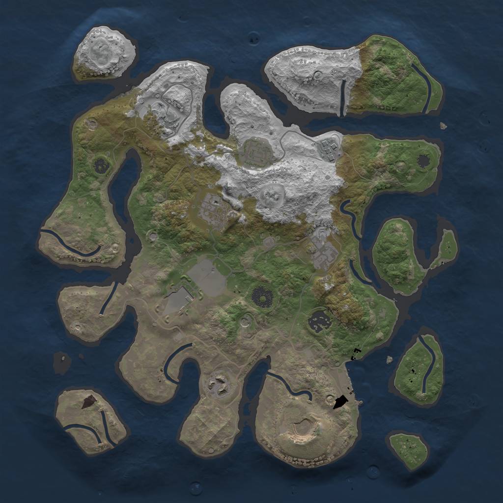 Rust Map: Procedural Map, Size: 3500, Seed: 4239, 13 Monuments