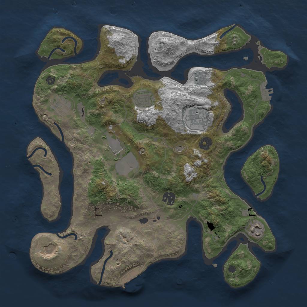 Rust Map: Procedural Map, Size: 3500, Seed: 154611712, 13 Monuments