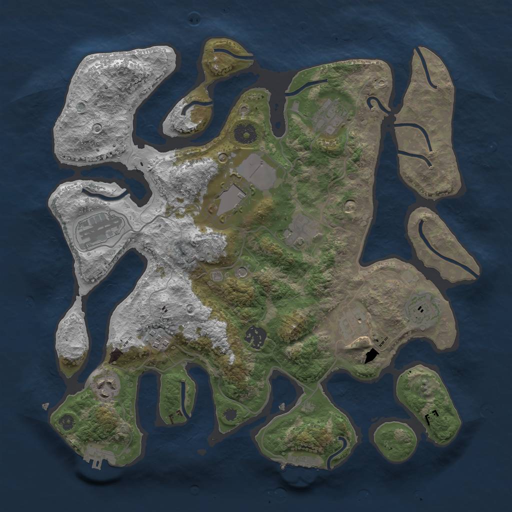 Rust Map: Procedural Map, Size: 3500, Seed: 1319971679, 14 Monuments