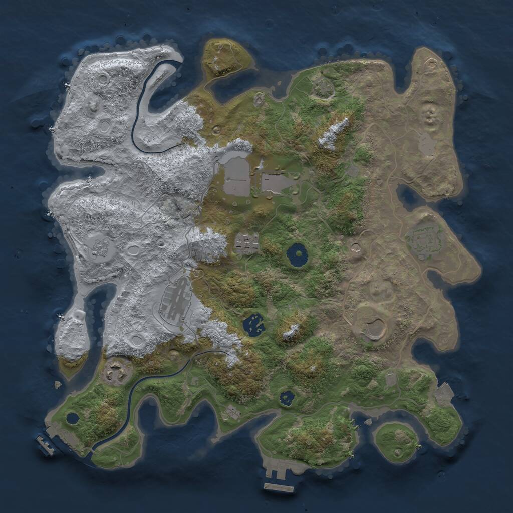 Rust Map: Procedural Map, Size: 3500, Seed: 1319971679, 13 Monuments