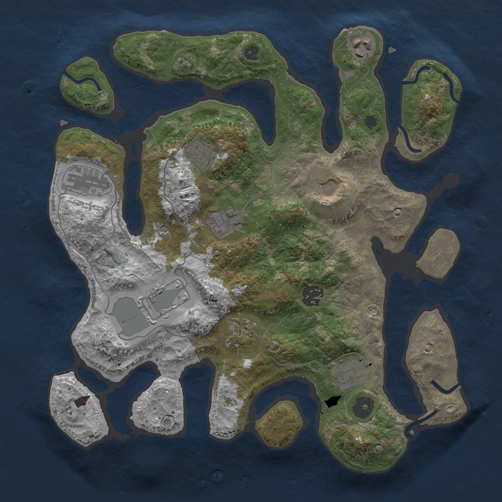 Rust Map: Procedural Map, Size: 3500, Seed: 30538, 12 Monuments