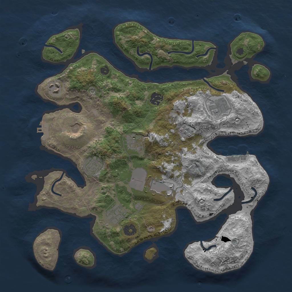 Rust Map: Procedural Map, Size: 3500, Seed: 93851, 14 Monuments