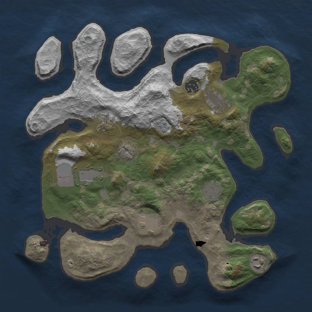 Rust Map: Barren, Size: 3500, Seed: 268275164, 11 Monuments