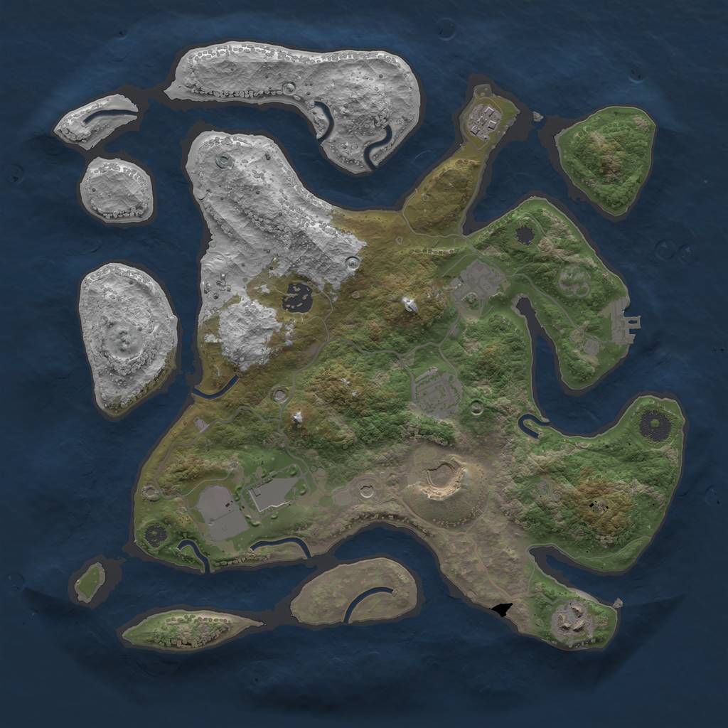 Rust Map: Procedural Map, Size: 3500, Seed: 4492816, 11 Monuments