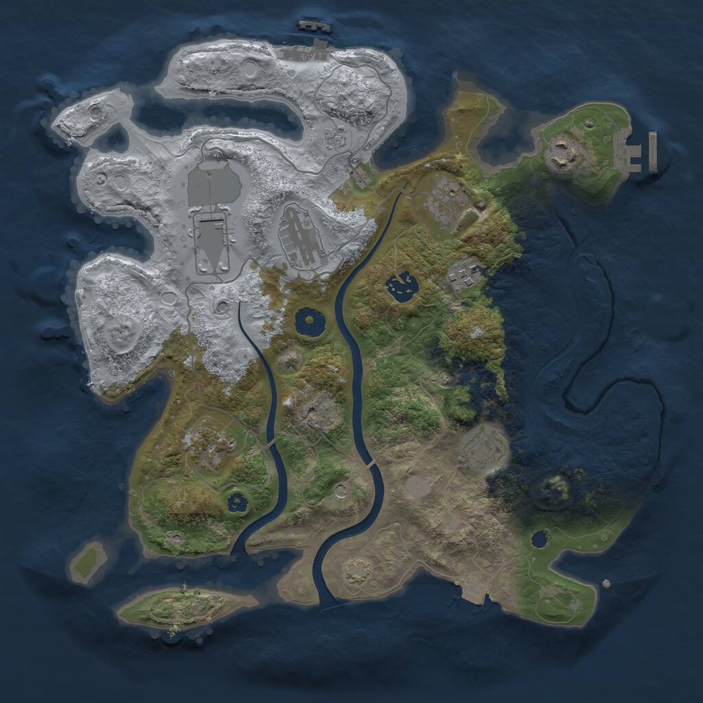 Rust Map: Procedural Map, Size: 3500, Seed: 4492816, 14 Monuments