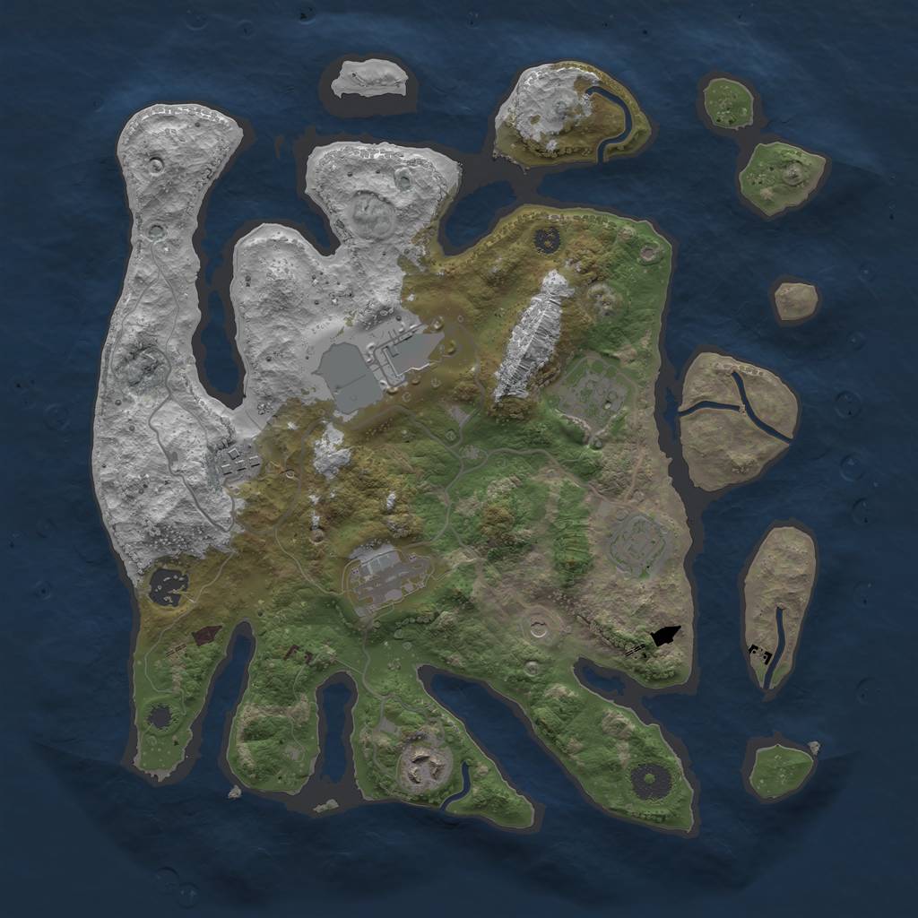 Rust Map: Procedural Map, Size: 3525, Seed: 223064, 10 Monuments