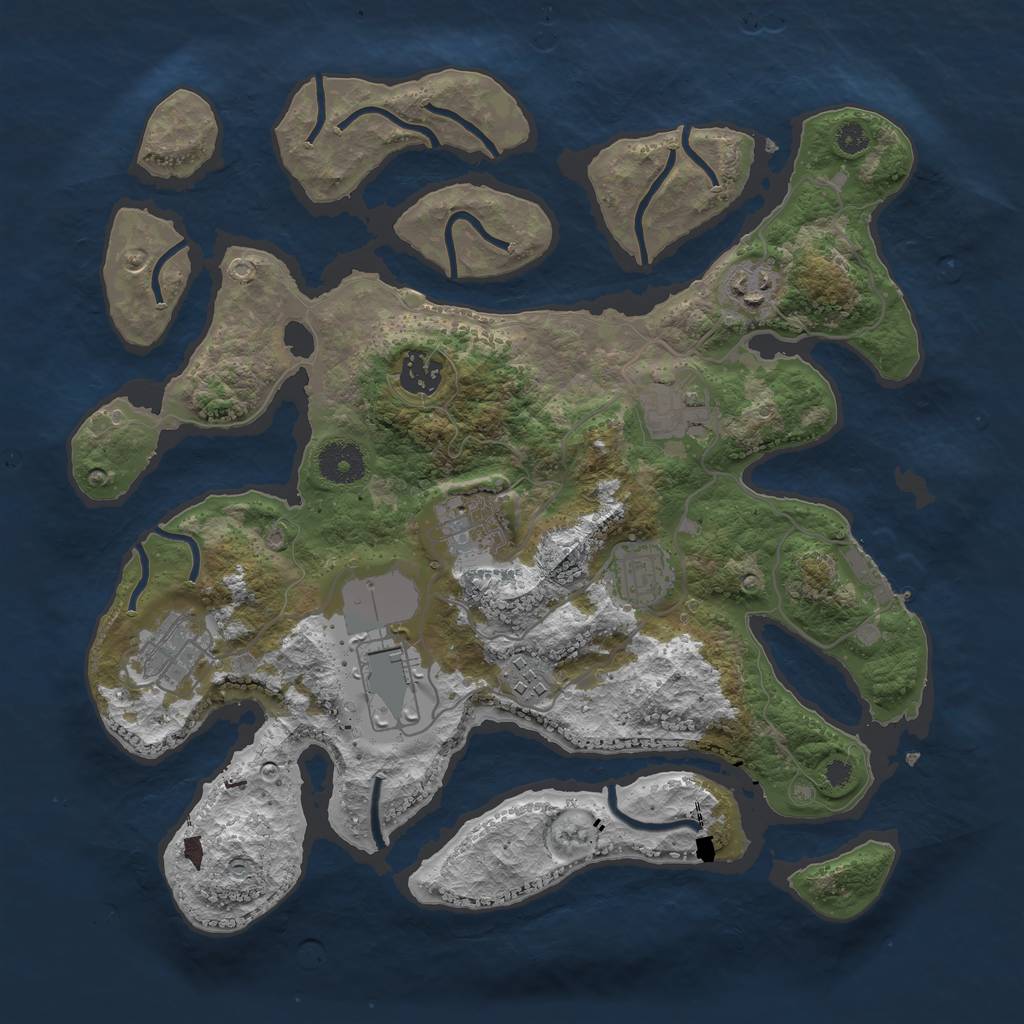 Rust Map: Procedural Map, Size: 3500, Seed: 57554, 11 Monuments