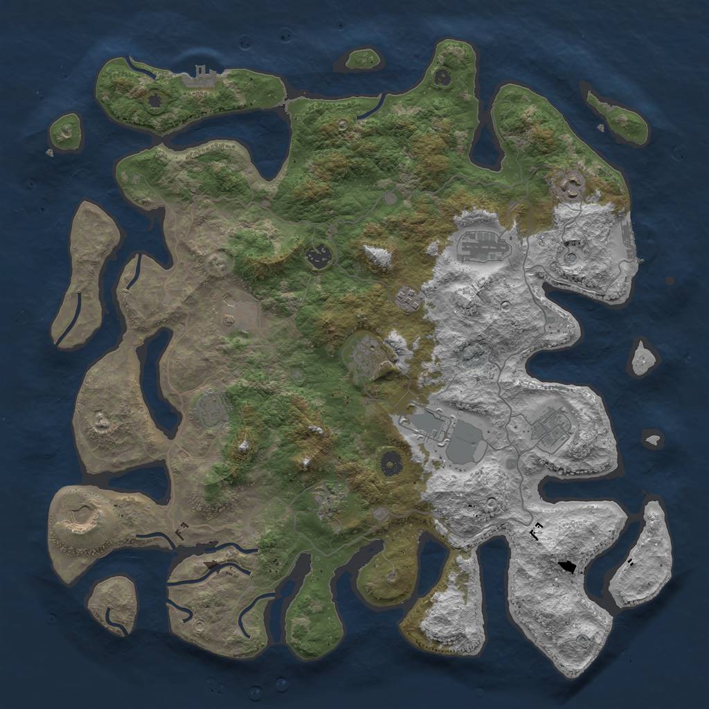 Rust Map: Procedural Map, Size: 4500, Seed: 2053517660, 16 Monuments