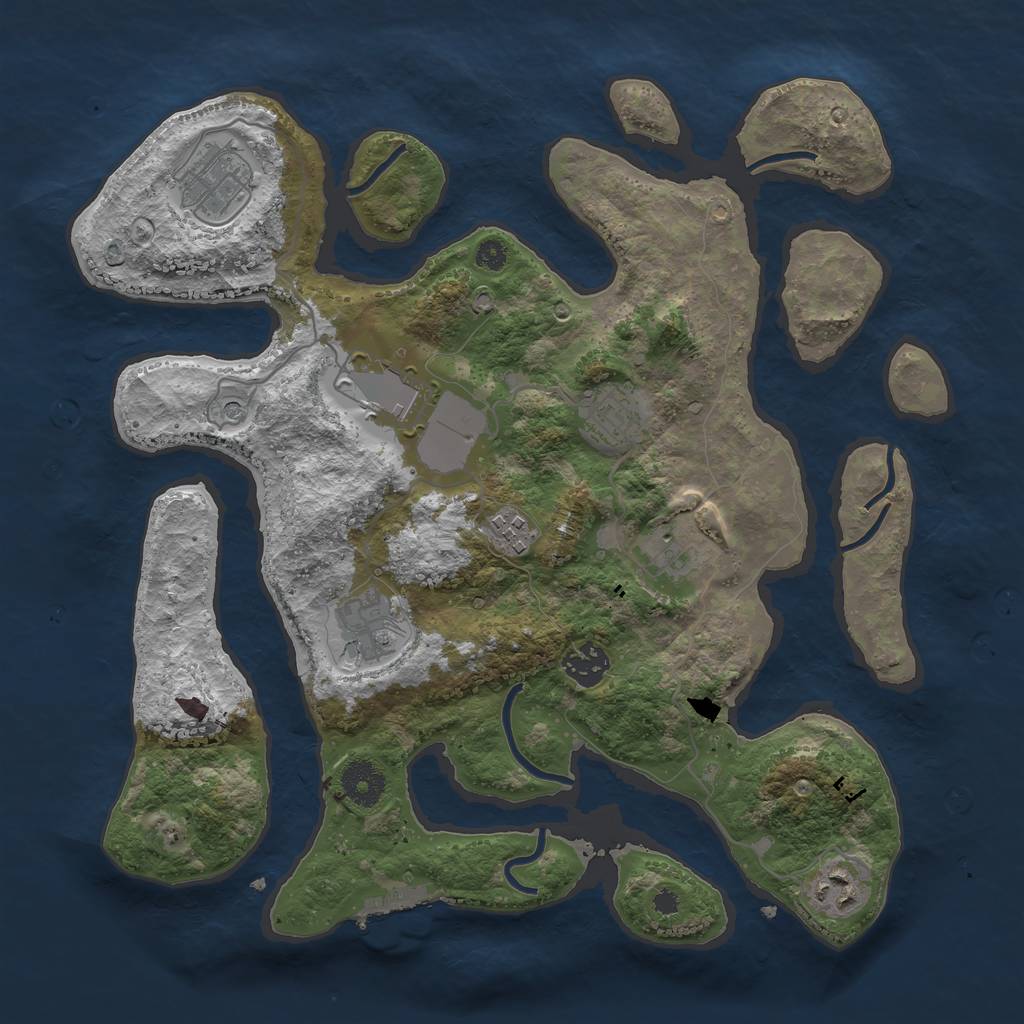 Rust Map: Procedural Map, Size: 3500, Seed: 92548699, 12 Monuments