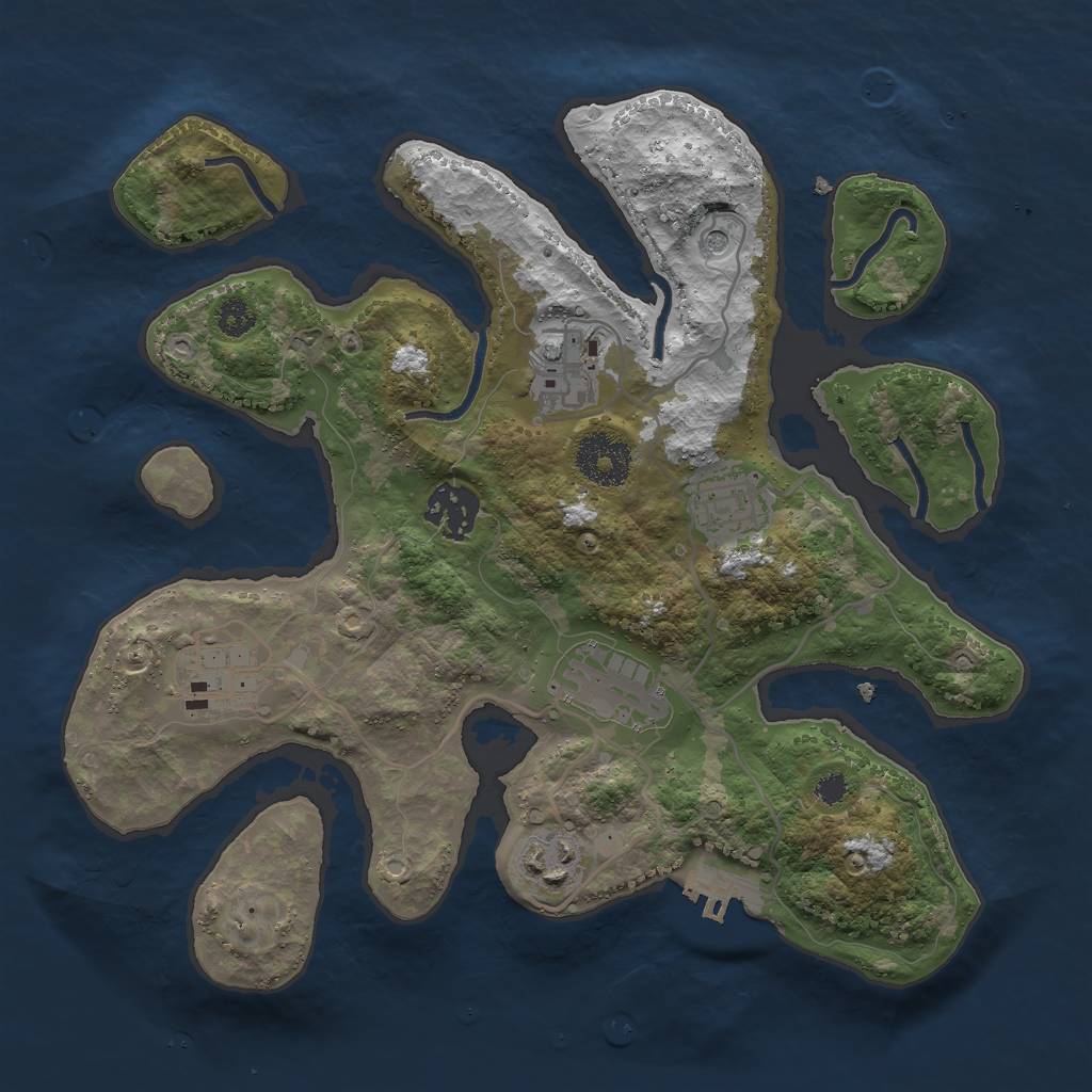 Rust Map: Procedural Map, Size: 3000, Seed: 1052149542, 10 Monuments