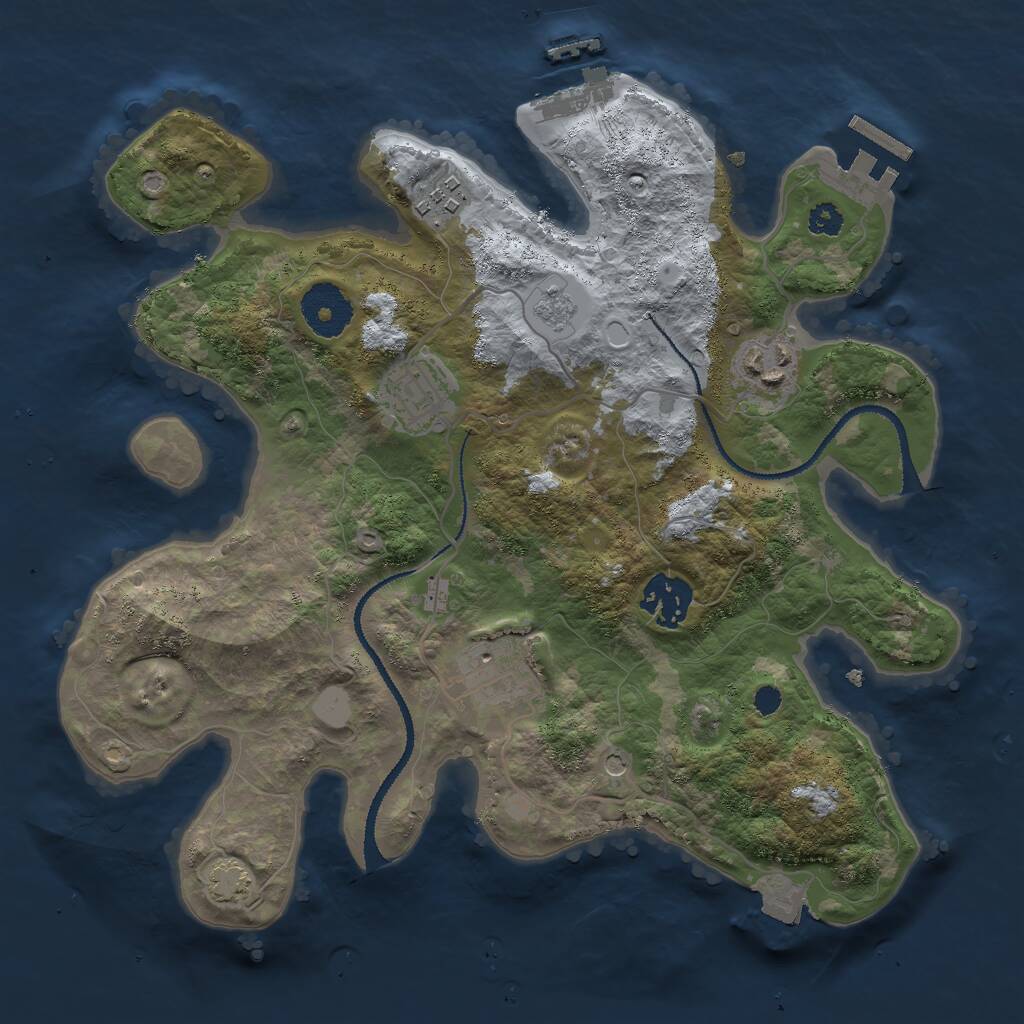 Rust Map: Procedural Map, Size: 3000, Seed: 1052149542, 11 Monuments