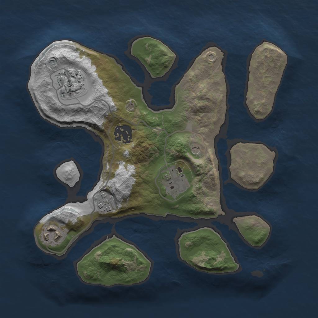 Rust Map: Barren, Size: 2500, Seed: 14434, 8 Monuments