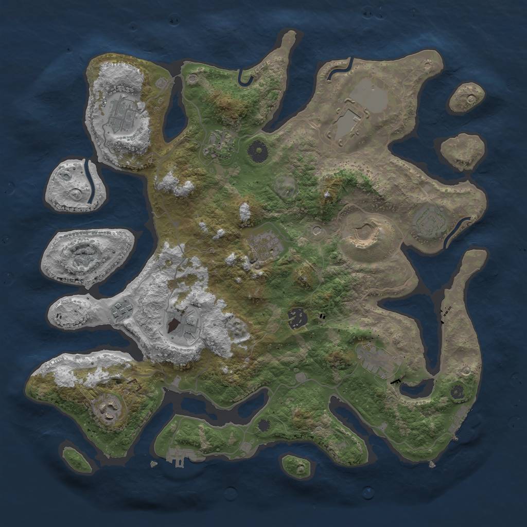 Rust Map: Procedural Map, Size: 3850, Seed: 1058261637, 16 Monuments