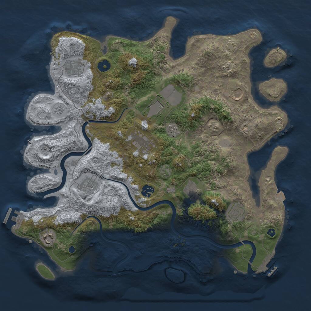Rust Map: Procedural Map, Size: 3850, Seed: 1058261637, 16 Monuments
