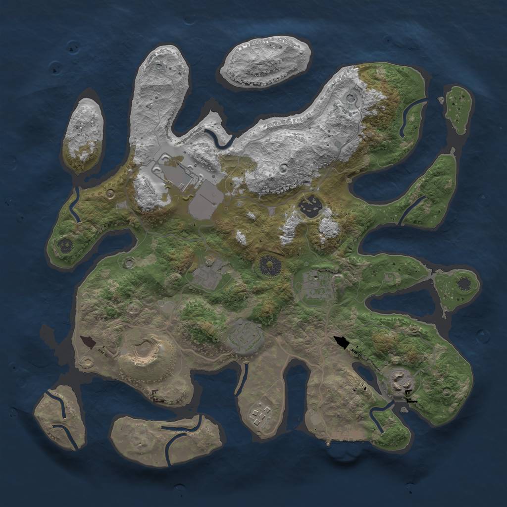 Rust Map: Procedural Map, Size: 3500, Seed: 991918638, 12 Monuments