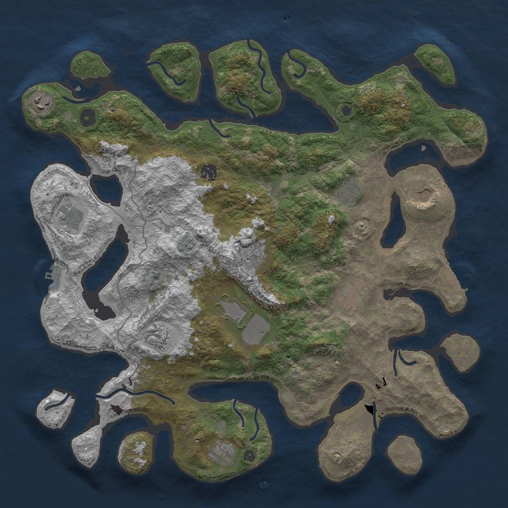 Rust Map: Procedural Map, Size: 4500, Seed: 21584765, 16 Monuments