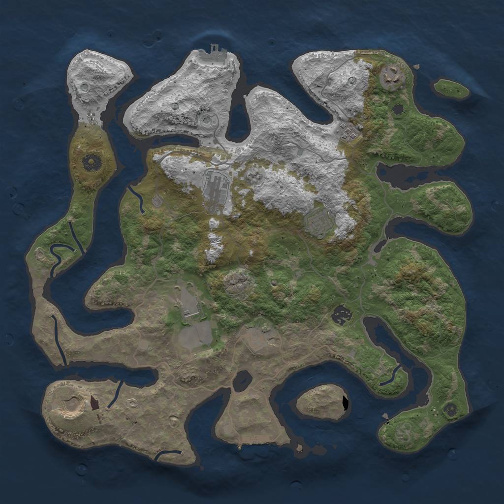 Rust Map: Procedural Map, Size: 4000, Seed: 2121039147, 13 Monuments