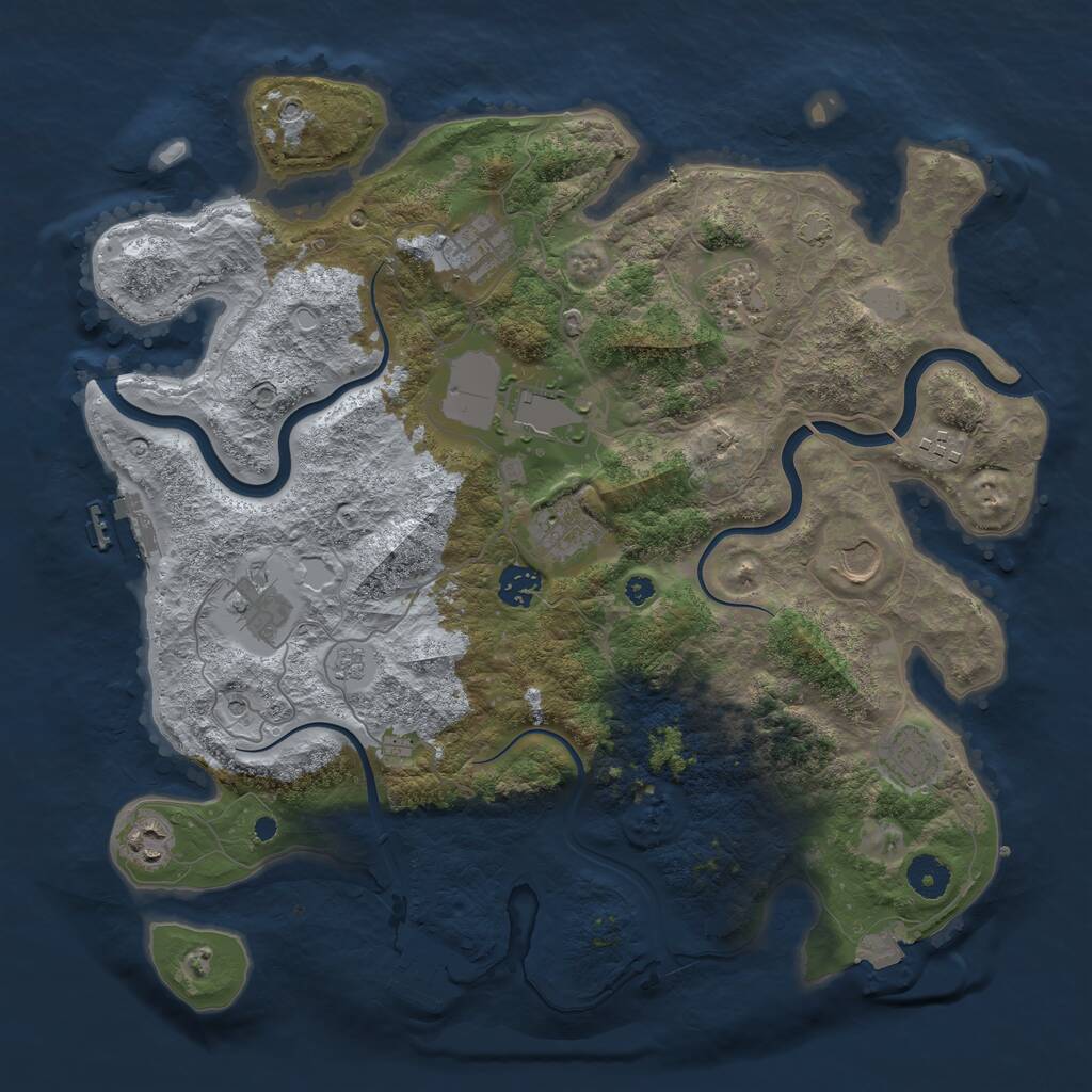 Rust Map: Procedural Map, Size: 3850, Seed: 551231952, 16 Monuments