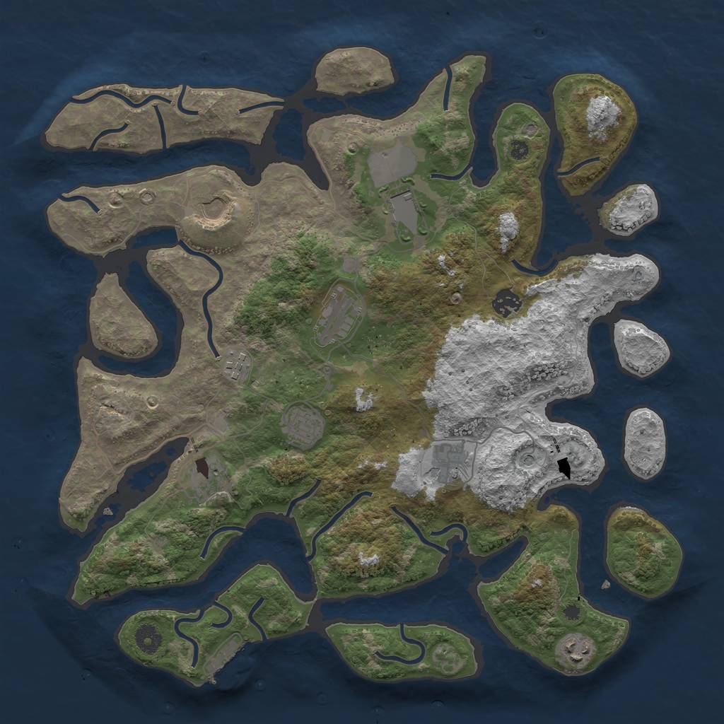 Rust Map: Procedural Map, Size: 3969, Seed: 300721, 13 Monuments