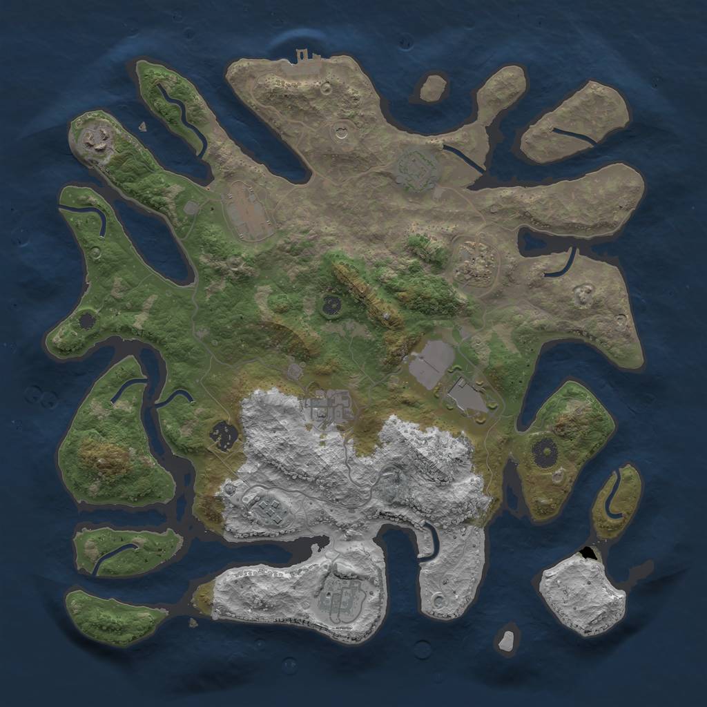 Rust Map: Procedural Map, Size: 3850, Seed: 1178258133, 13 Monuments