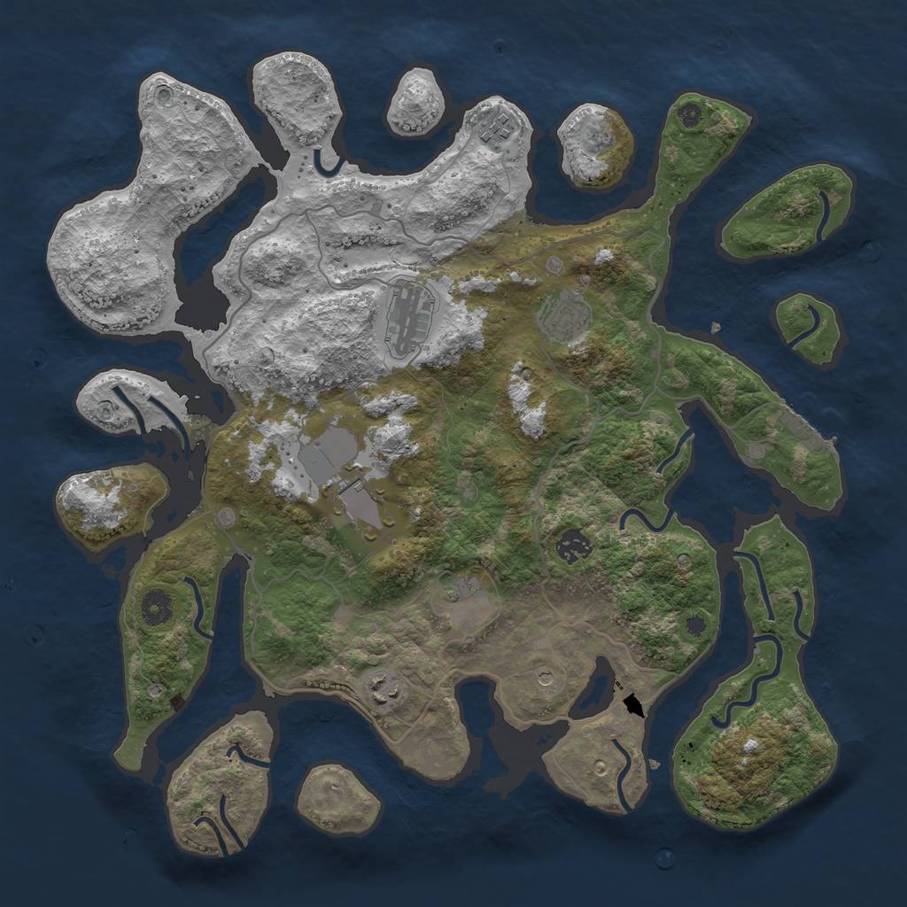 Rust Map: Procedural Map, Size: 4000, Seed: 935320942, 11 Monuments