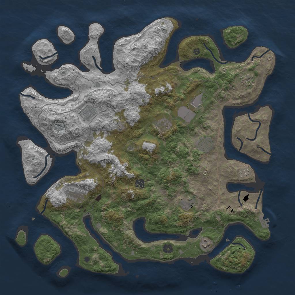 Rust Map: Procedural Map, Size: 4500, Seed: 1542218178, 14 Monuments