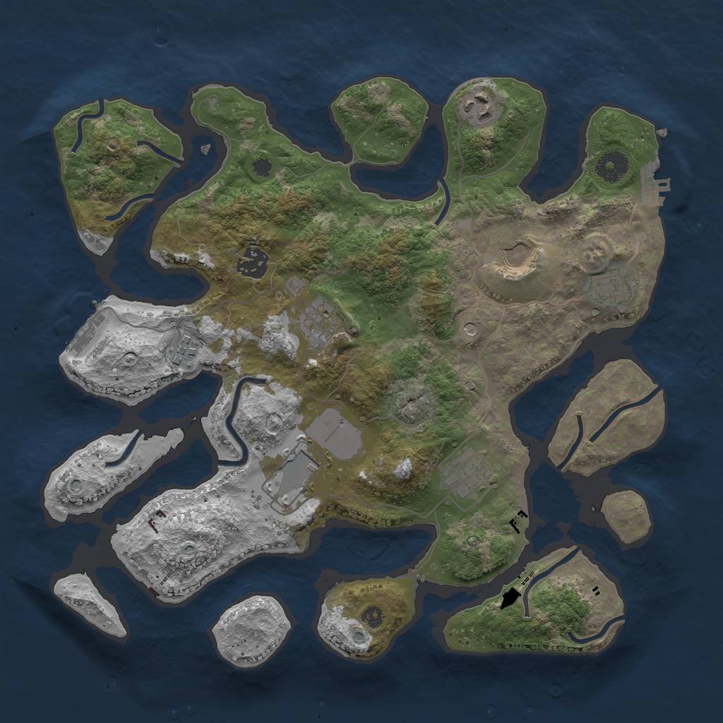 Rust Map: Procedural Map, Size: 3500, Seed: 296657, 13 Monuments