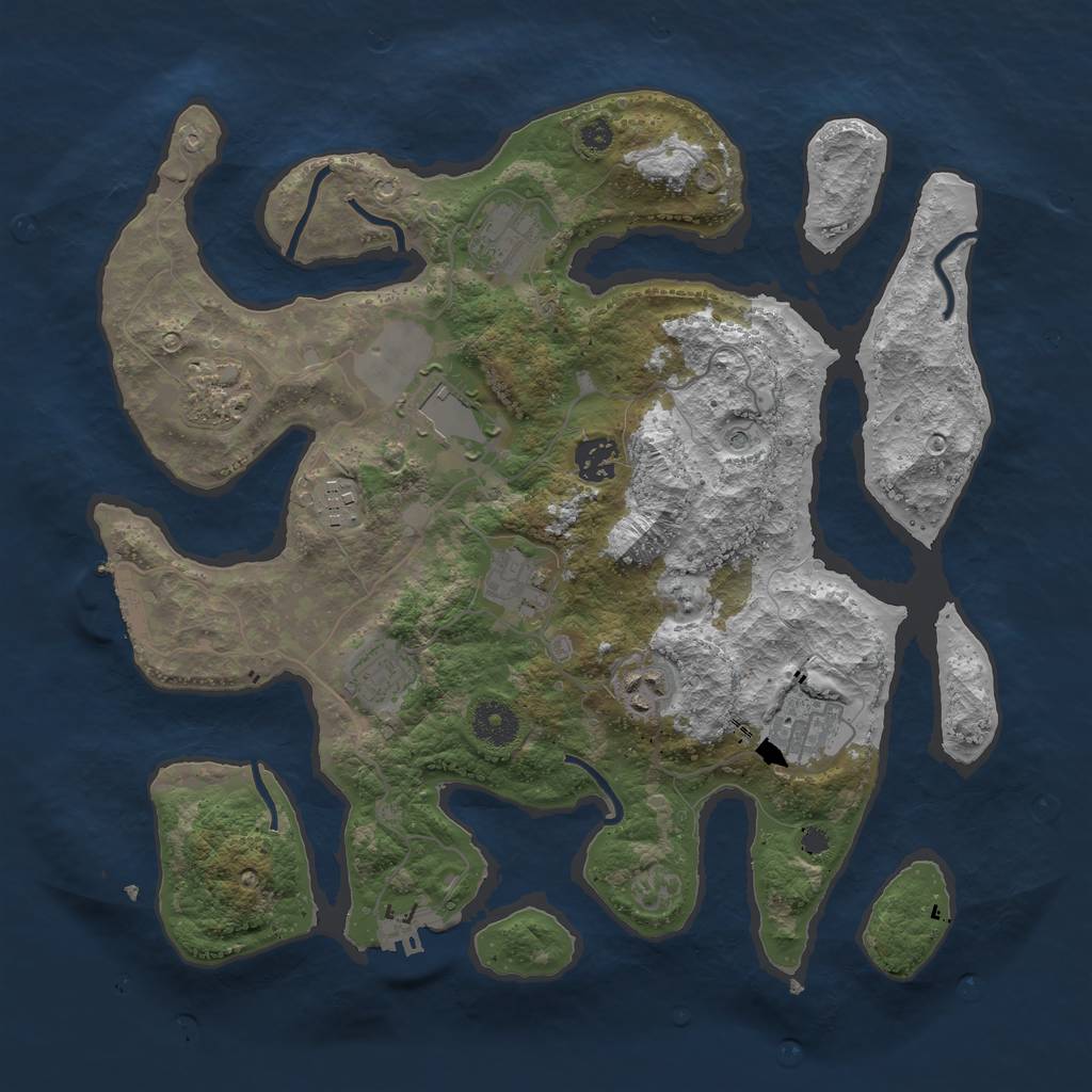 Rust Map: Procedural Map, Size: 3600, Seed: 1808853367, 14 Monuments