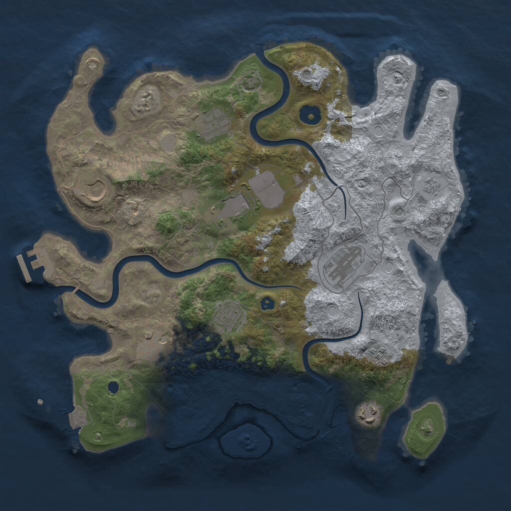 Rust Map: Procedural Map, Size: 3600, Seed: 1808853367, 13 Monuments