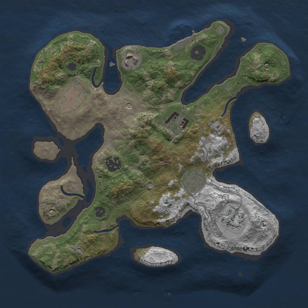 Rust Map: Procedural Map, Size: 3000, Seed: 417133367, 10 Monuments