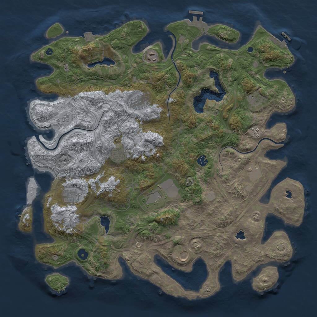 Rust Map: Procedural Map, Size: 4500, Seed: 478526, 16 Monuments