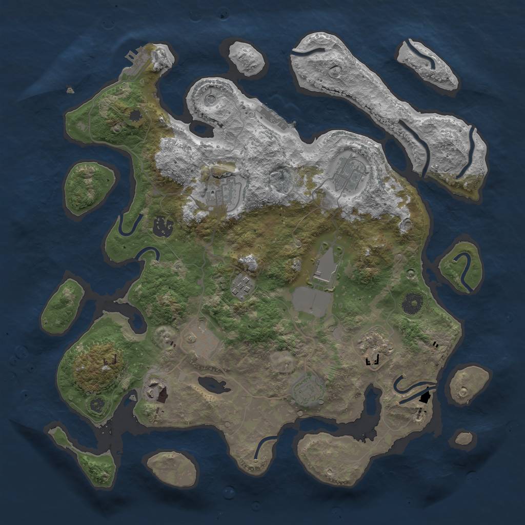 Rust Map: Procedural Map, Size: 3700, Seed: 465248, 14 Monuments