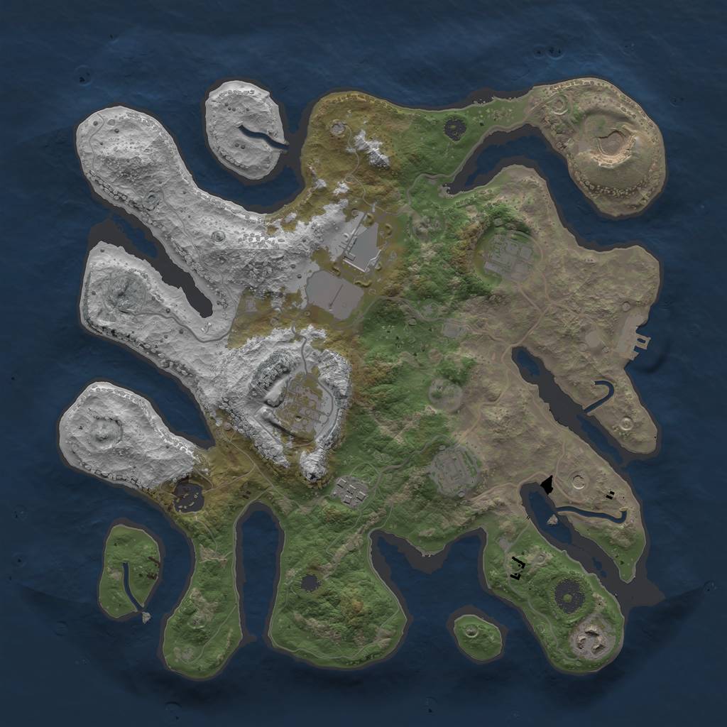 Rust Map: Procedural Map, Size: 3500, Seed: 55707800, 12 Monuments