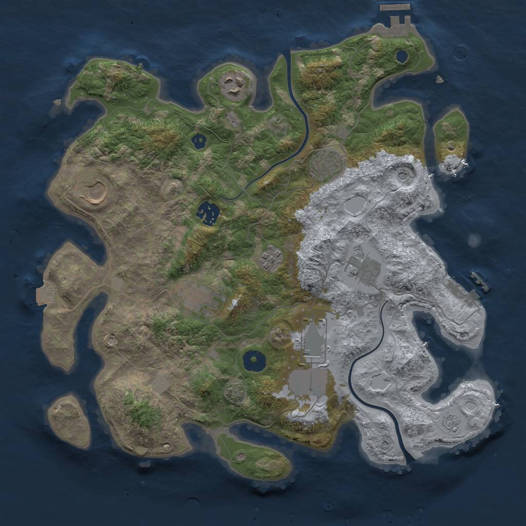 Rust Map: Procedural Map, Size: 3500, Seed: 72453480, 14 Monuments