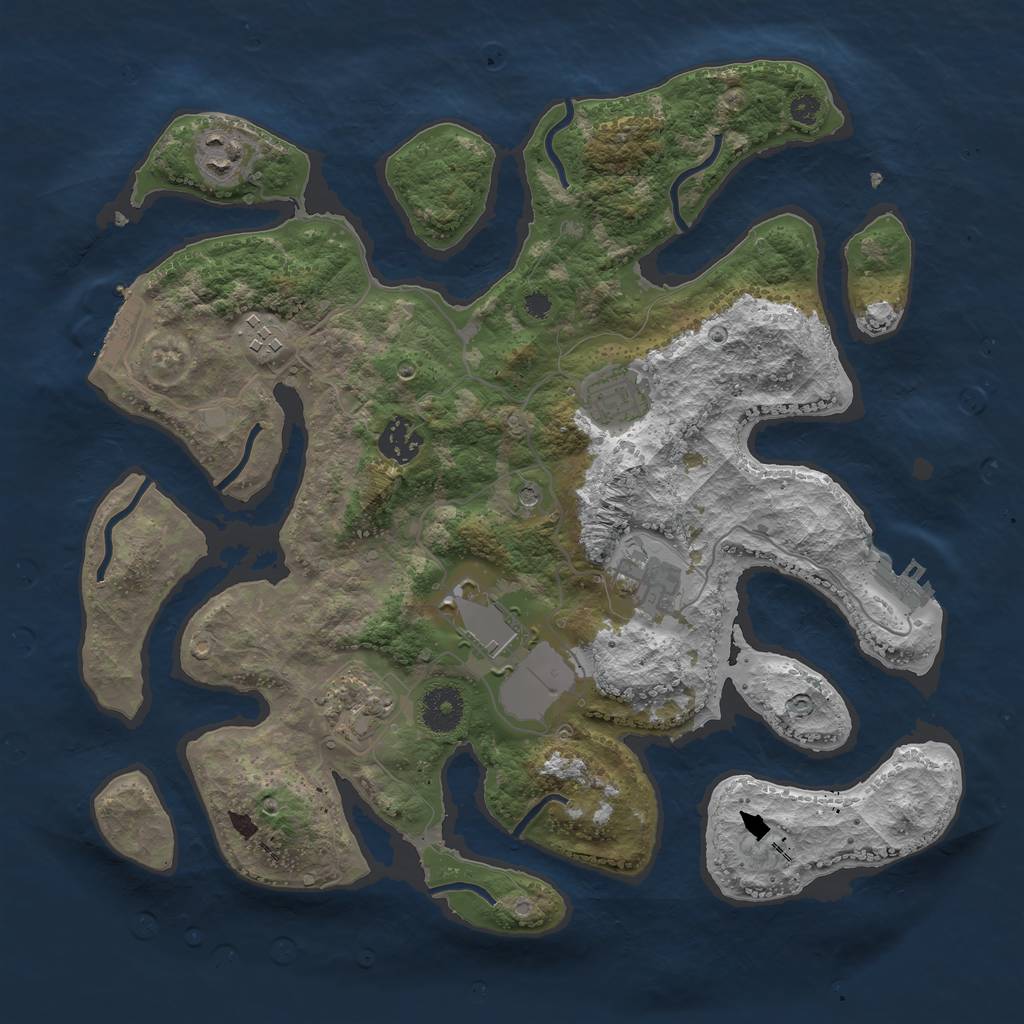 Rust Map: Procedural Map, Size: 3500, Seed: 72453480, 12 Monuments